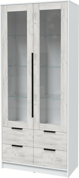 Изображение товара Шкаф с витриной Interline Концепт КТ-ШВ2 (дуб белый/белый платинум)