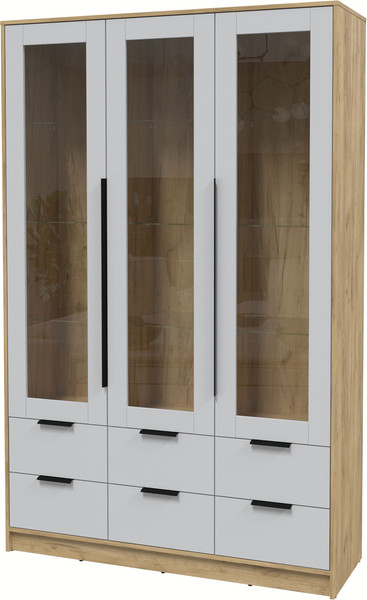 Изображение товара Шкаф с витриной Интерлиния Концепт КТ-ШВ3 (серый/дуб золотой)