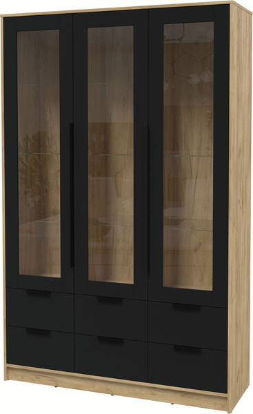 Изображение товара Шкаф с витриной Интерлиния Концепт КТ-ШВ3 (черный/дуб золотой)
