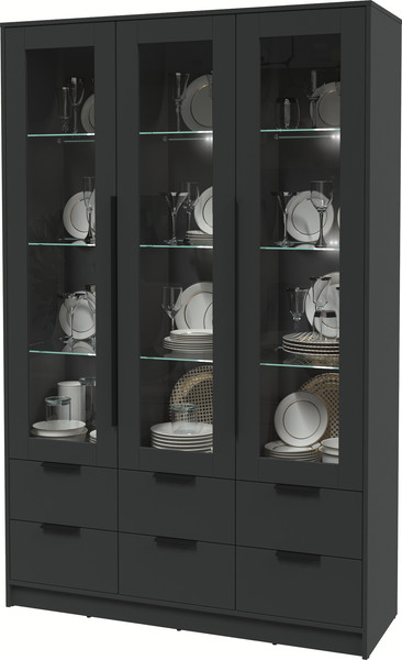 Изображение товара Шкаф с витриной Интерлиния Концепт КТ-ШВ3 с подсветкой (антрацит/антрацит)