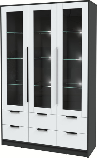 Изображение товара Шкаф с витриной Интерлиния Концепт КТ-ШВ3 с подсветкой (белый платинум/антрацит)