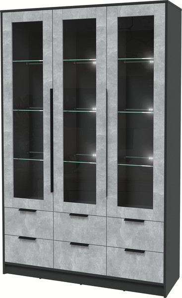 Изображение товара Шкаф с витриной Интерлиния Концепт КТ-ШВ3 с подсветкой (бетон/антрацит)