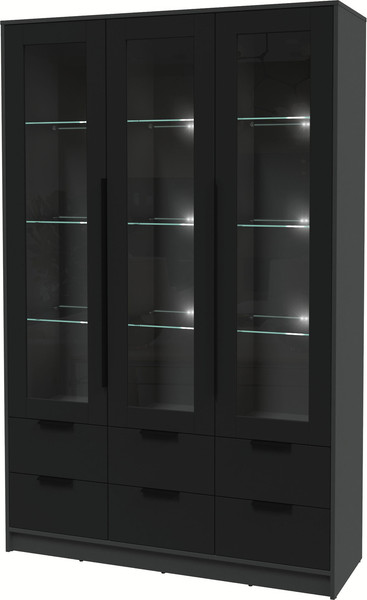 Изображение товара Шкаф с витриной Интерлиния Концепт КТ-ШВ3 с подсветкой (черный/антрацит)