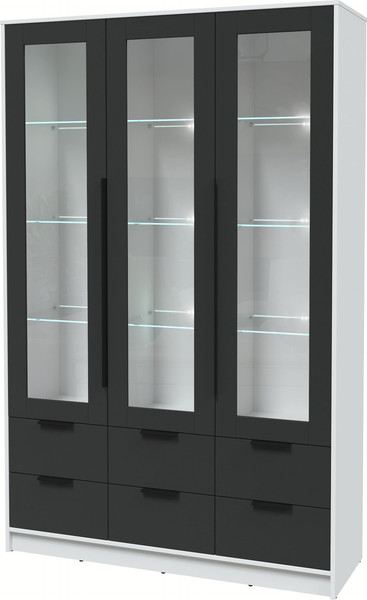 Изображение товара Шкаф с витриной Интерлиния Концепт КТ-ШВ3 с подсветкой (антрацит/белый платинум)