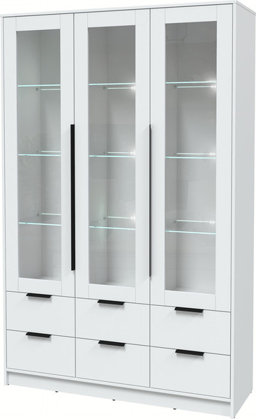 Изображение товара Шкаф с витриной Интерлиния Концепт КТ-ШВ3 с подсветкой (белый платинум/белый платинум)