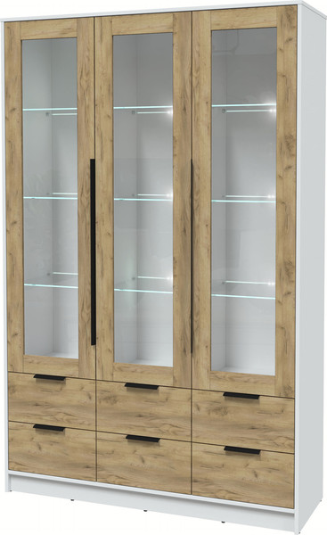 Изображение товара Шкаф с витриной Интерлиния Концепт КТ-ШВ3 с подсветкой (дуб золотой/белый платинум)