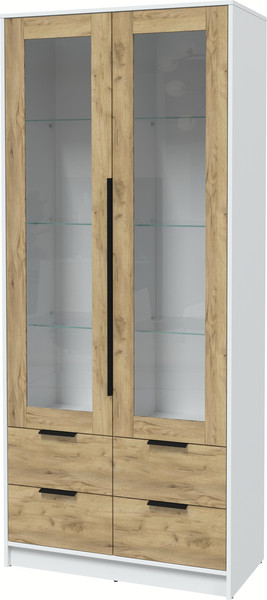 Изображение товара Шкаф с витриной Interline Концепт КТ-ШВ2 (дуб золотой/белый платинум)