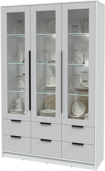 Изображение товара Шкаф с витриной Интерлиния Концепт КТ-ШВ3 с подсветкой (серый/белый платинум)