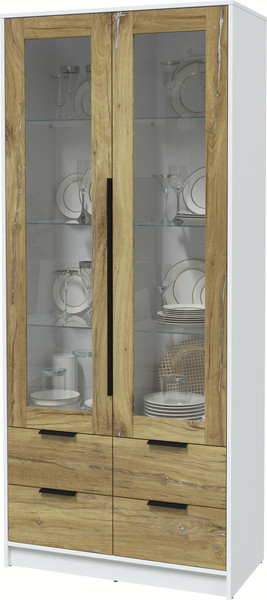 Изображение товара Шкаф с витриной Интерлиния Концепт КТ-ШВ2 (дуб нокс/белый платинум)