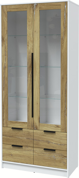 Изображение товара Шкаф с витриной Интерлиния Концепт КТ-ШВ2 (дуб нокс/белый платинум)