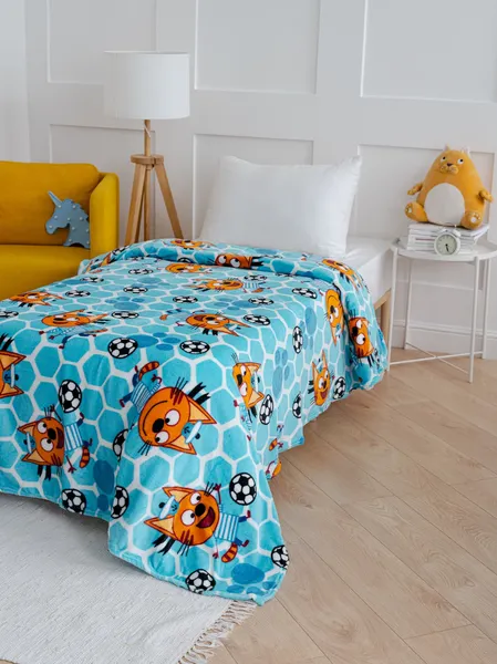 Изображение товара Плед Павлинка Три Кота Коржик голубой 150x200