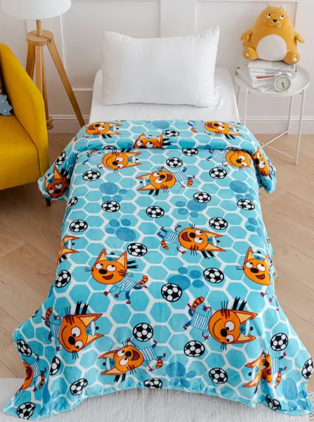 Изображение товара Плед Павлинка Три Кота Коржик голубой 150x200