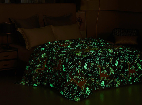 Изображение товара Плед Павлинка Динозаврики неон 150x200