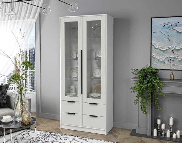 Изображение товара Шкаф с витриной Interline Концепт КТ-ШВ2 (персидский жемчуг/белый платинум)