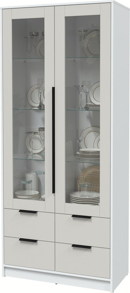 Изображение товара Шкаф с витриной Interline Концепт КТ-ШВ2 (персидский жемчуг/белый платинум)