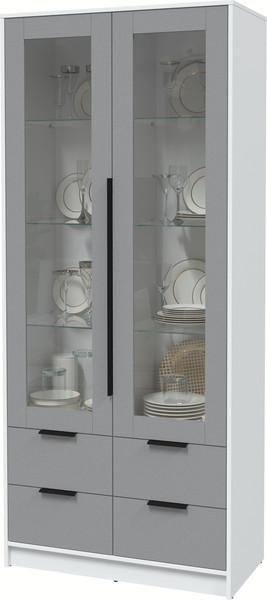 Изображение товара Шкаф с витриной Interline Концепт КТ-ШВ2 (серебро/белый платинум)