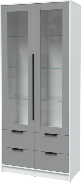 Изображение товара Шкаф с витриной Interline Концепт КТ-ШВ2 (серебро/белый платинум)