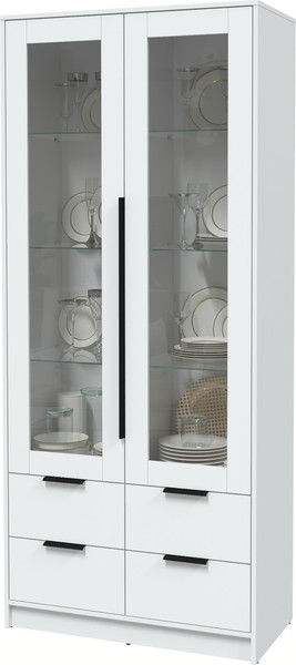 Изображение товара Шкаф с витриной Интерлиния Концепт КТ-ШВ2 (белый платинум/белый платинум)