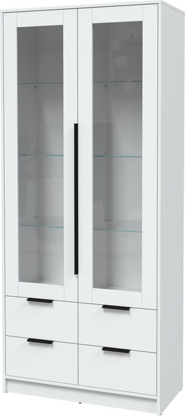 Изображение товара Шкаф с витриной Интерлиния Концепт КТ-ШВ2 (белый платинум/белый платинум)