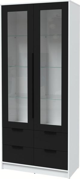 Изображение товара Шкаф с витриной Interline Концепт КТ-ШВ2 (черный/белый платинум)