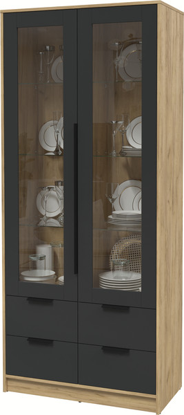 Изображение товара Шкаф с витриной Интерлиния Концепт КТ-ШВ2 (антрацит/дуб золотой)