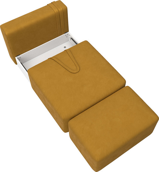 Изображение товара Комплект мягкой мебели Лига Диванов Лига-060 НПБ с пуфом / 129602 (велюр Brut 10 желтый)