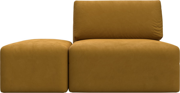 Изображение товара Комплект мягкой мебели Лига Диванов Лига-060 НПБ с пуфом / 129602 (велюр Brut 10 желтый)