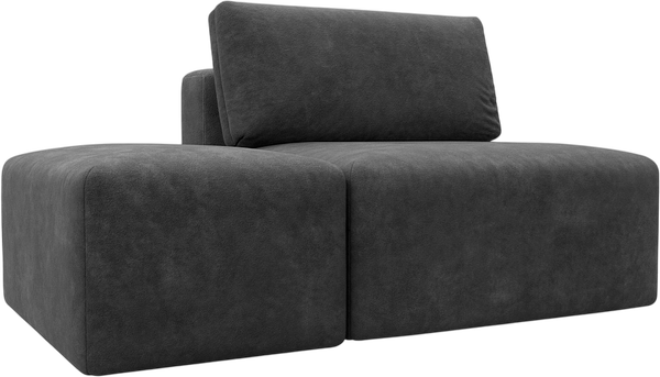 Изображение товара Комплект мягкой мебели Лига Диванов Лига-060 НПБ с пуфом / 129603 (велюр Brut 16 темно-серый)