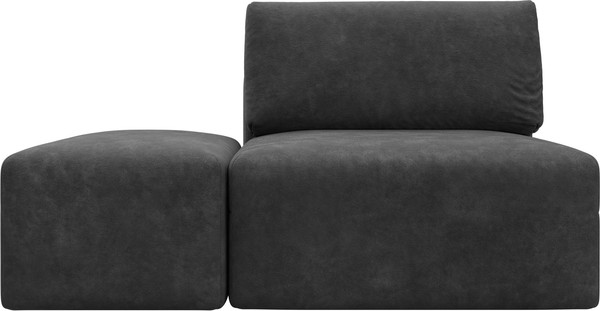 Изображение товара Комплект мягкой мебели Лига Диванов Лига-060 НПБ с пуфом / 129603 (велюр Brut 16 темно-серый)