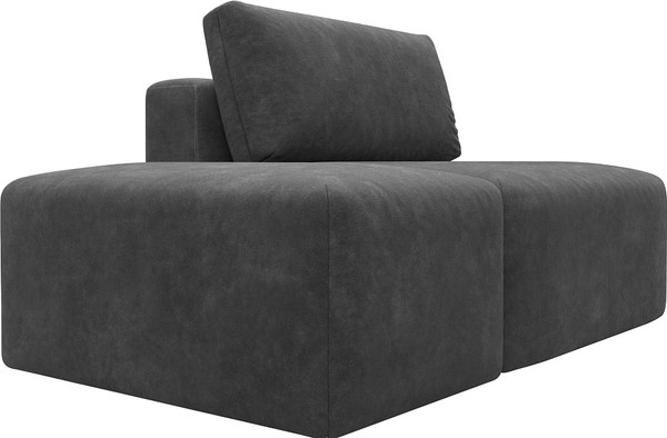 Изображение товара Комплект мягкой мебели Лига Диванов Лига-060 НПБ с пуфом / 129603 (велюр Brut 16 темно-серый)