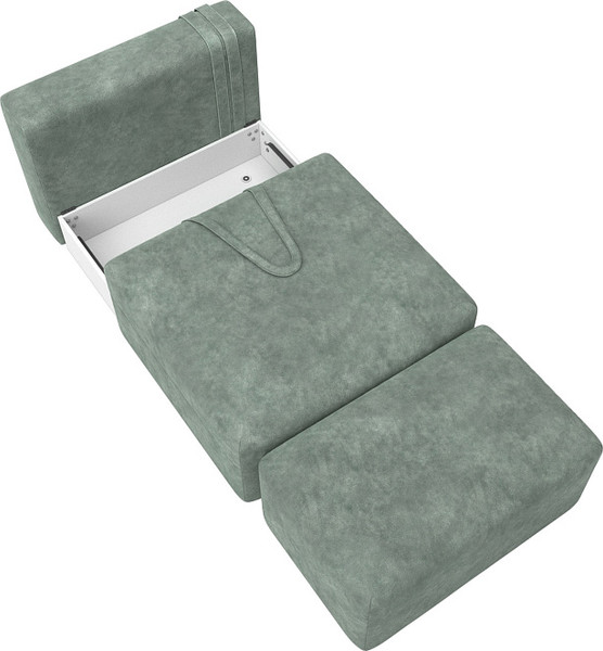 Изображение товара Комплект мягкой мебели Лига Диванов Лига-060 НПБ с пуфом / 129604 (велюр Brut 08 зеленый)