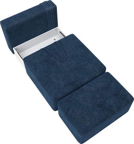 Изображение товара Комплект мягкой мебели Лига Диванов Лига-060 НПБ с пуфом / 129605 (велюр Brut 11 синий)