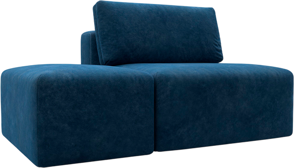 Изображение товара Комплект мягкой мебели Лига Диванов Лига-060 НПБ с пуфом / 129605 (велюр Brut 11 синий)