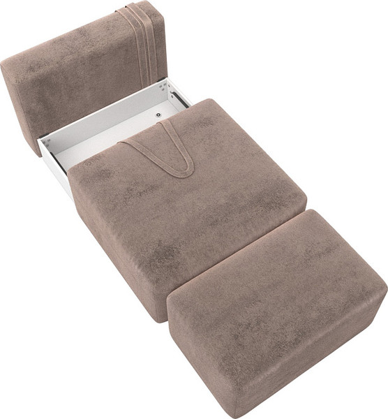 Изображение товара Комплект мягкой мебели Лига Диванов Лига-060 НПБ с пуфом / 129589 (велюр Tower 05 бежевый)