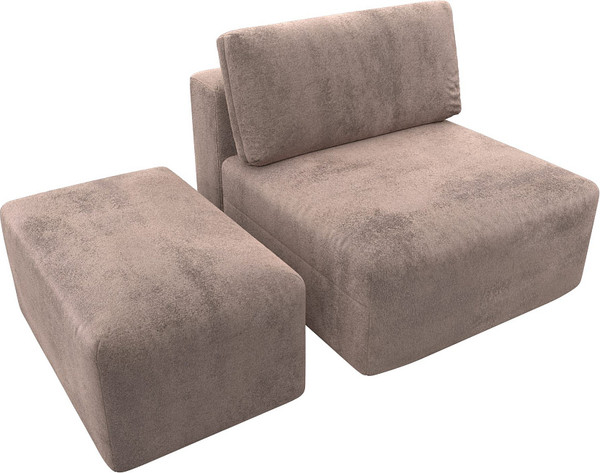 Изображение товара Комплект мягкой мебели Лига Диванов Лига-060 НПБ с пуфом / 129589 (велюр Tower 05 бежевый)