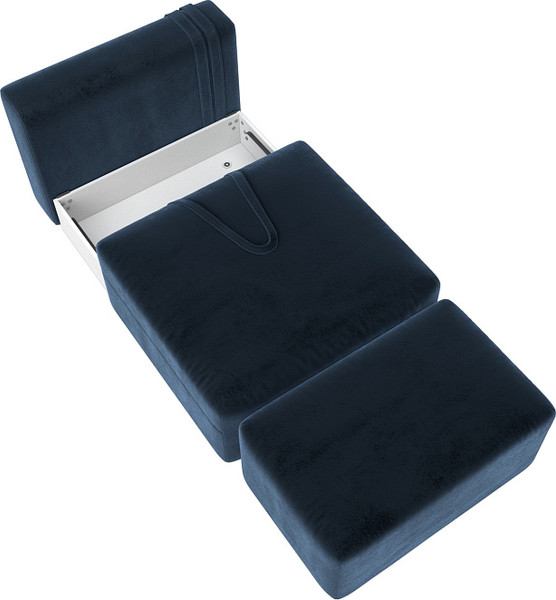 Изображение товара Комплект мягкой мебели Лига Диванов Лига-060 НПБ с пуфом / 129590 (велюр Tower 13 синий)