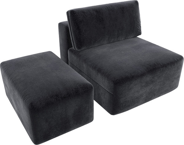 Изображение товара Комплект мягкой мебели Лига Диванов Лига-060 НПБ с пуфом / 129592 (велюр Tower 11 темно-серый)