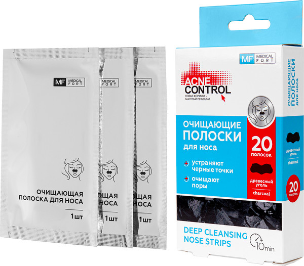 Изображение товара Маска-патч для лица Acne Control Полоски для носа с древесным углем (20шт)