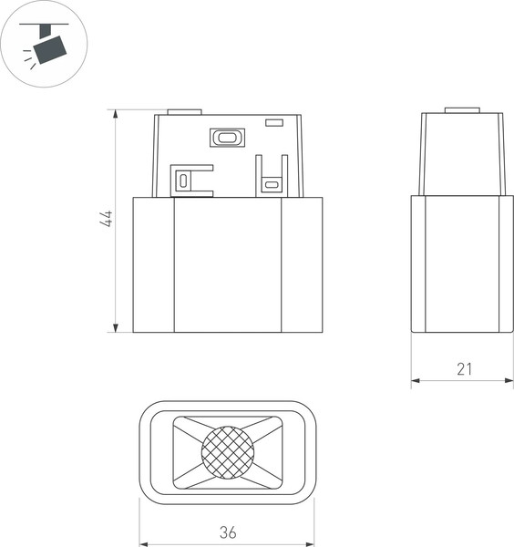Изображение товара Трековый светильник Arlight MAG-ORIENT-BABY-S36x21-2W Day4000 BK 24deg / 046622