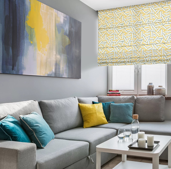 Изображение товара Римская штора Delfa Макси Digital Printed Sedef СШД-02М 562/002 (150x180, желтый/серый)