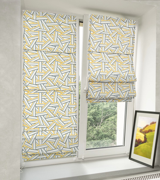 Изображение товара Римская штора Delfa Макси Digital Printed Sedef СШД-02М 562/002 (150x180, желтый/серый)