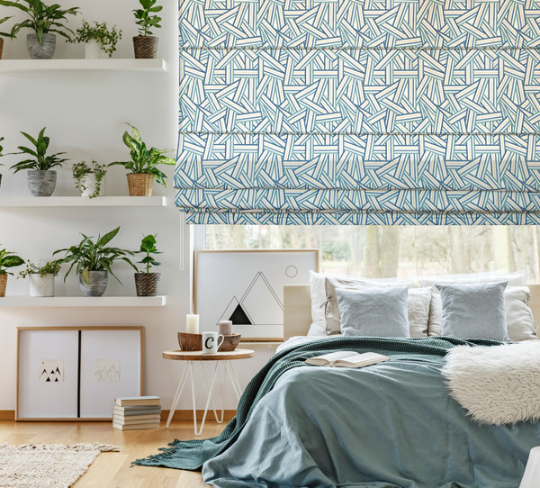 Изображение товара Римская штора Delfa Макси Digital Printed Sedef СШД-02М 562/012 (160x180, синий/бирюзовый)