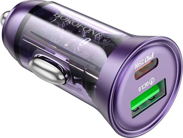Изображение товара Зарядное устройство автомобильное Borofone BZ26A один порт PD43W + кабель Type-C to Type-C (фиолетовый)