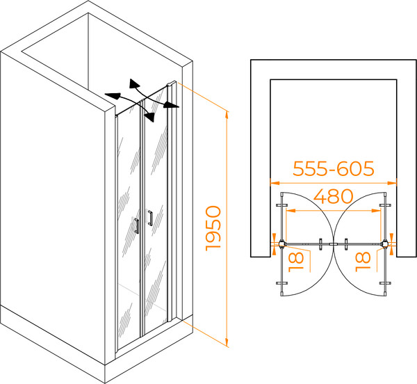 Изображение товара Душевая дверь RGW PA-104B / 060810406-14