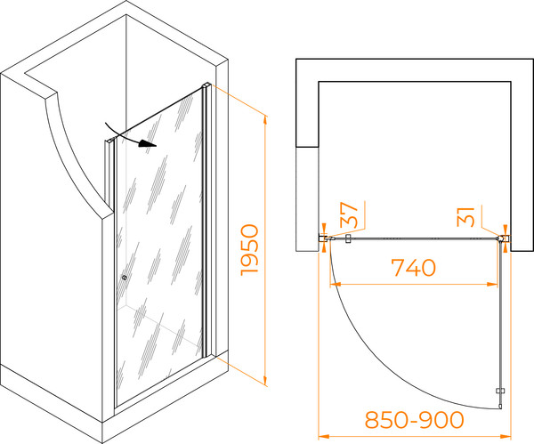 Изображение товара Душевая дверь Dolphin TN-03B / 54930309-14