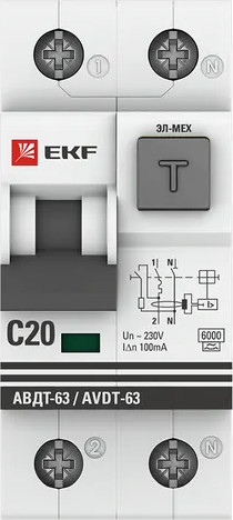 Изображение товара Дифференциальный автомат EKF PROxima АВДТ-63 20А 100мА / DA63-20-100em