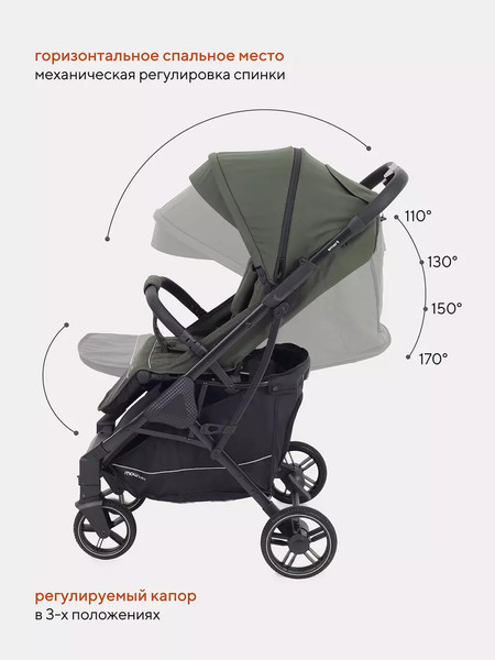 Изображение товара Детская прогулочная коляска MOWbaby Smart / MB101 (Olive)