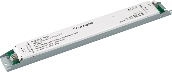 Блок питания для светильника Arlight ARV-SP24150-LONG-PFC-A 24V 6.25A 150W / 025480 — фото 6