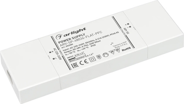 Изображение товара Блок питания для светильника Arlight ARV-SP-48036-FLAT-PFC 48V 0.75A 36W / 052080