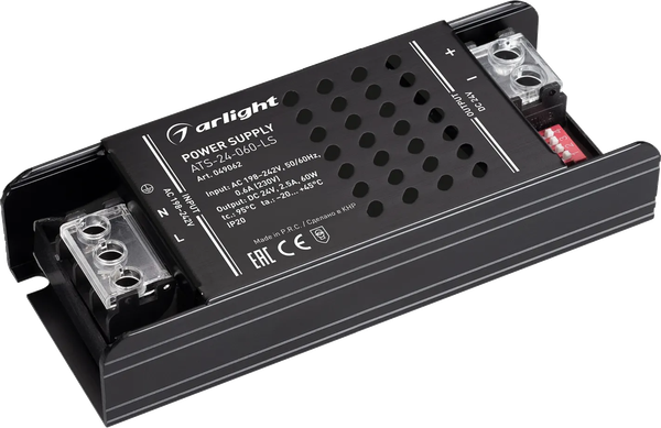 Изображение товара Блок питания для светильника Arlight ATS-24-060-LS 24V 2.5A 60W / 049062